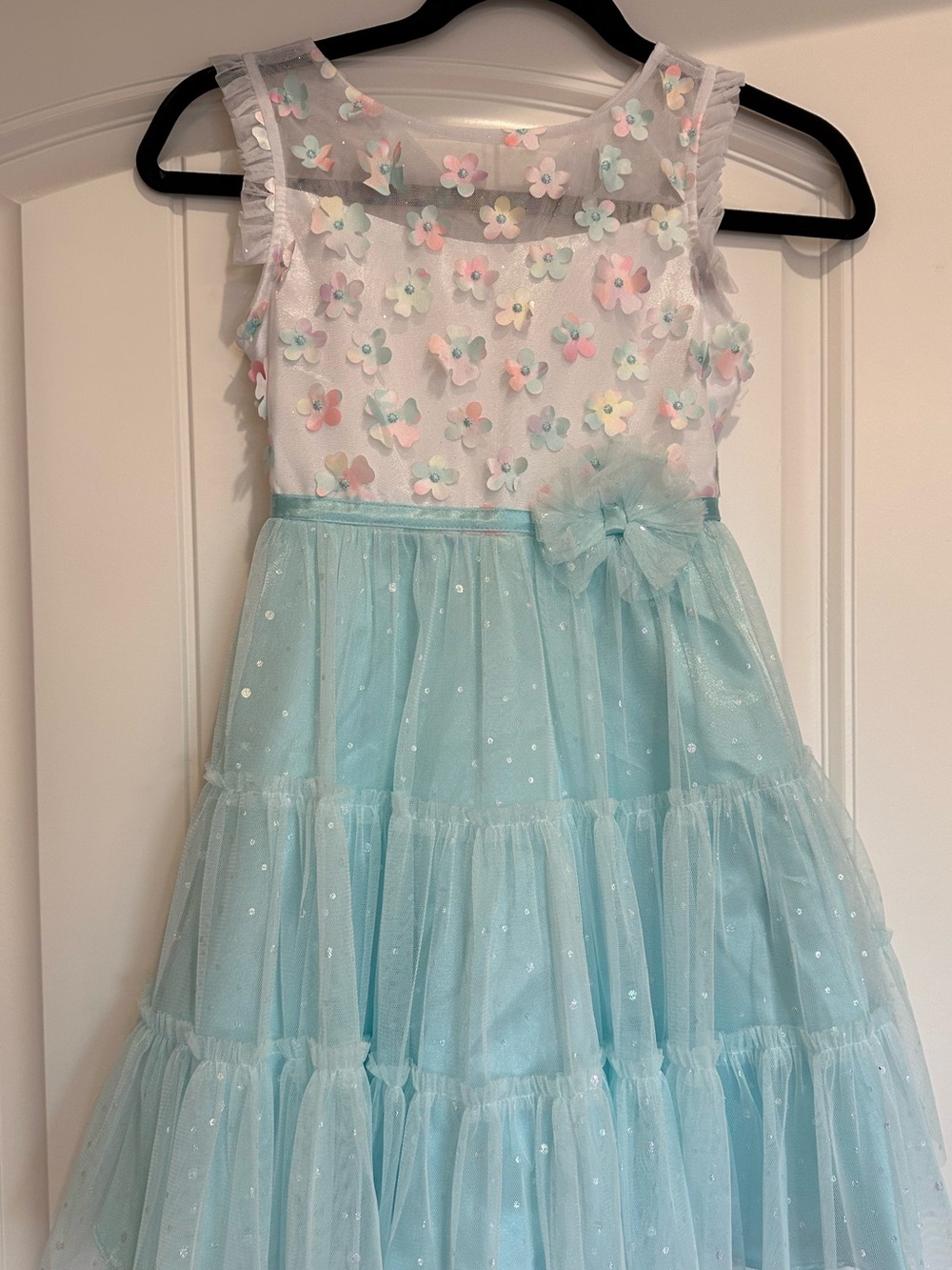 Jona Michelle Blue and White Tulle Dress Size 7